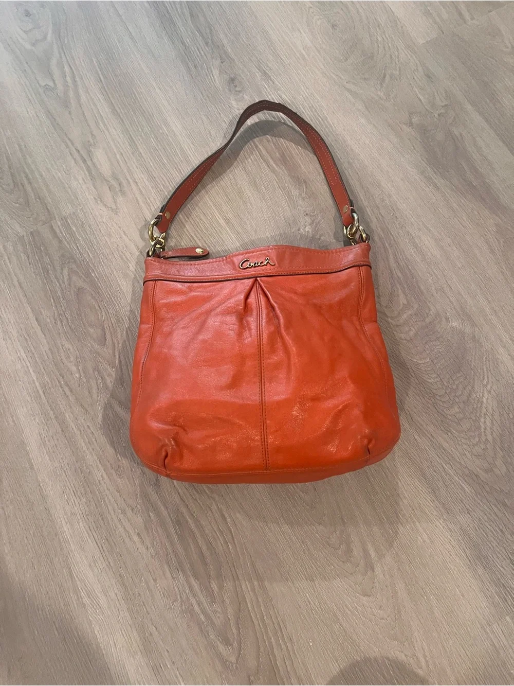 Coach Leather Shoulder Hobo in Burnt Orange